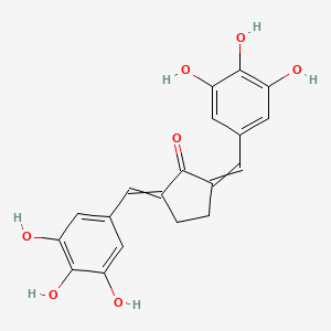 molecular formula C19H16O7 B12523113 Cyclopentanone, 2,5-bis[(3,4,5-trihydroxyphenyl)methylene]-, (2E,5E)- CAS No. 672327-35-4
