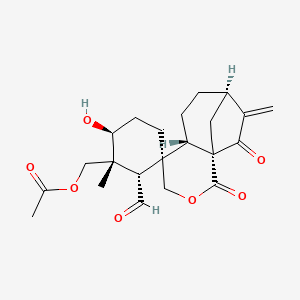 molecular formula C22H28O7 B1252316 [(1S,1'R,2'S,5R,6S,6'S,9R)-2'-formyl-6'-hydroxy-1'-methyl-10-methylidene-2,11-dioxospiro[3-oxatricyclo[7.2.1.01,6]dodecane-5,3'-cyclohexane]-1'-yl]methyl acetate 