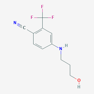 molecular formula C11H11F3N2O B12523487 Benzonitrile, 4-[(3-hydroxypropyl)amino]-2-(trifluoromethyl)- CAS No. 821777-20-2
