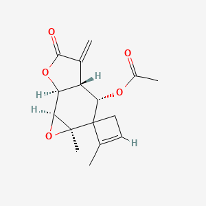 molecular formula C17H22O5 B1252375 [(1S,2S,4R,7Z,10R,11R)-4,8-dimethyl-12-methylidene-13-oxo-3,14-dioxatricyclo[9.3.0.02,4]tetradec-7-en-10-yl] acetate 
