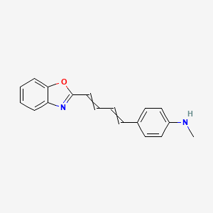 molecular formula C18H16N2O B12523760 Benzenamine, 4-[4-(2-benzoxazolyl)-1,3-butadienyl]-N-methyl- CAS No. 682763-48-0