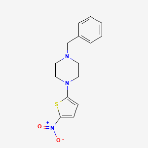 molecular formula C15H17N3O2S B12524103 Piperazine, 1-(5-nitro-2-thienyl)-4-(phenylmethyl)- CAS No. 706767-35-3