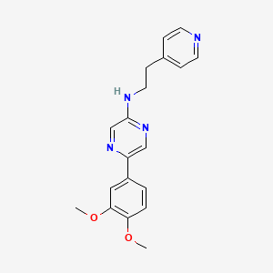 molecular formula C19H20N4O2 B12524659 Pyrazinamine, 5-(3,4-dimethoxyphenyl)-N-[2-(4-pyridinyl)ethyl]- CAS No. 821783-79-3