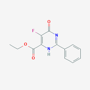 molecular formula C13H11FN2O3 B125248 4-Pyrimidinecarboxylic acid, 1,6-dihydro-5-fluoro-6-oxo-2-phenyl-, ethyl ester CAS No. 143329-00-4