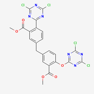 molecular formula C23H14Cl4N6O5 B12524900 Methyl 2-(4,6-dichloro-1,3,5-triazin-2-yl)-5-[[4-[(4,6-dichloro-1,3,5-triazin-2-yl)oxy]-3-methoxycarbonylphenyl]methyl]benzoate 