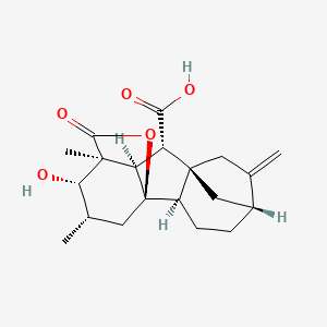 molecular formula C20H26O5 B1252504 (1S,2S,3S,4aR,4bR,7R,9aR,10S,10aR)-2-hydroxy-1,3-dimethyl-8-methylidene-13-oxododecahydro-4a,1-(epoxymethano)-7,9a-methanobenzo[a]azulene-10-carboxylic acid 