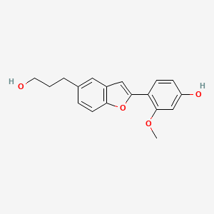 molecular formula C18H18O4 B1252505 5-(3-Hydroxypropyl)-2-(2-methoxy-4-hydroxyphenyl)benzofuran 