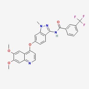 molecular formula C27H21F3N4O4 B12525275 Benzamide, N-[6-[(6,7-dimethoxy-4-quinolinyl)oxy]-1-methyl-1H-indazol-3-yl]-3-(trifluoromethyl)- 