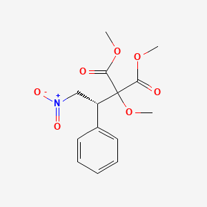 molecular formula C14H17NO7 B12525308 Propanedioic acid, methoxy[(1R)-2-nitro-1-phenylethyl]-, dimethyl ester CAS No. 820242-18-0