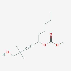 molecular formula C14H24O4 B12525329 Carbonic acid, 1-(4-hydroxy-3,3-dimethyl-1-butynyl)hexyl methyl ester CAS No. 680220-81-9