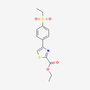 molecular formula C14H15NO4S2 B12525377 Ethyl 4-(4-ethylsulfonylphenyl)-1,3-thiazole-2-carboxylate 