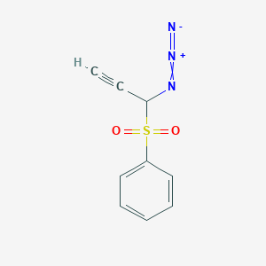 molecular formula C9H7N3O2S B12525724 Benzene, [(1-azido-2-propynyl)sulfonyl]- CAS No. 868519-86-2