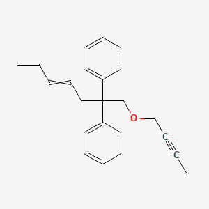 molecular formula C23H24O B12526216 1,1'-{7-[(But-2-yn-1-yl)oxy]hepta-1,3-diene-6,6-diyl}dibenzene CAS No. 835596-58-2