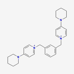 molecular formula C28H36N4+2 B12526328 Pyridinium, 1,1'-[1,3-phenylenebis(methylene)]bis[4-(1-piperidinyl)- CAS No. 741247-10-9