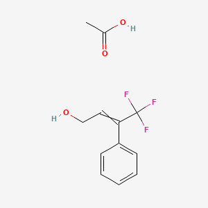 molecular formula C12H13F3O3 B12526380 Acetic acid;4,4,4-trifluoro-3-phenylbut-2-en-1-ol CAS No. 821799-34-2