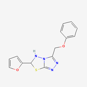 molecular formula C14H12N4O2S B12526608 6-(Furan-2-yl)-3-(phenoxymethyl)-5,6-dihydro-[1,2,4]triazolo[3,4-b][1,3,4]thiadiazole 