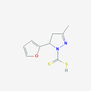 molecular formula C9H10N2OS2 B12526661 5-(Furan-2-yl)-3-methyl-4,5-dihydro-1H-pyrazole-1-carbodithioic acid CAS No. 807270-86-6