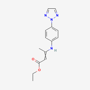 molecular formula C14H16N4O2 B12526699 Ethyl 3-[4-(2H-1,2,3-triazol-2-yl)anilino]but-2-enoate CAS No. 673477-97-9