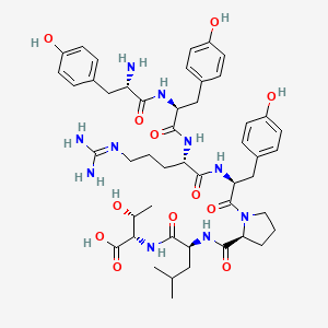 molecular formula C48H66N10O12 B12526959 L-Tyrosyl-L-tyrosyl-N~5~-(diaminomethylidene)-L-ornithyl-L-tyrosyl-L-prolyl-L-leucyl-L-threonine CAS No. 652966-73-9