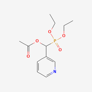 molecular formula C12H18NO5P B12526974 Phosphonic acid, [(acetyloxy)-3-pyridinylmethyl]-, diethyl ester CAS No. 672299-97-7