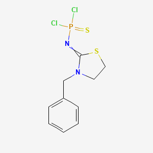 molecular formula C10H11Cl2N2PS2 B12527160 N-(3-Benzyl-1,3-thiazolidin-2-ylidene)phosphoramidothioic dichloride CAS No. 652152-35-7