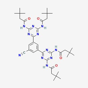 molecular formula C37H51N11O4 B12527413 N-[4-[3-[4,6-bis(3,3-dimethylbutanoylamino)-1,3,5-triazin-2-yl]-5-cyanophenyl]-6-(3,3-dimethylbutanoylamino)-1,3,5-triazin-2-yl]-3,3-dimethylbutanamide 
