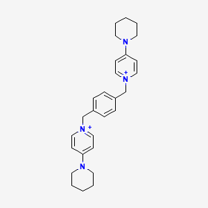 molecular formula C28H36N4+2 B12527822 Pyridinium, 1,1'-[1,4-phenylenebis(methylene)]bis[4-(1-piperidinyl)- CAS No. 807314-60-9