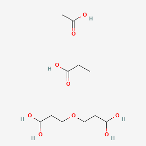 molecular formula C11H24O9 B12528592 Acetic acid;3-(3,3-dihydroxypropoxy)propane-1,1-diol;propanoic acid CAS No. 673460-87-2