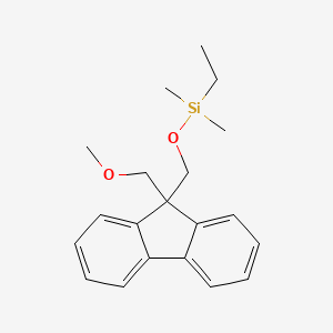molecular formula C20H26O2Si B12528633 Ethyl{[9-(methoxymethyl)-9H-fluoren-9-yl]methoxy}dimethylsilane CAS No. 697737-83-0