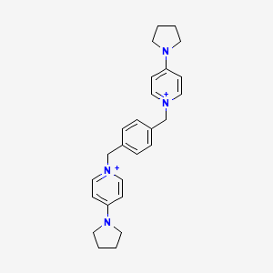 molecular formula C26H32N4+2 B12528723 Pyridinium, 1,1'-[1,4-phenylenebis(methylene)]bis[4-(1-pyrrolidinyl)- CAS No. 807314-59-6