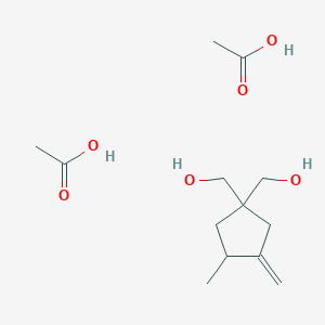 molecular formula C13H24O6 B12528765 Acetic acid;[1-(hydroxymethyl)-3-methyl-4-methylidenecyclopentyl]methanol CAS No. 657394-89-3