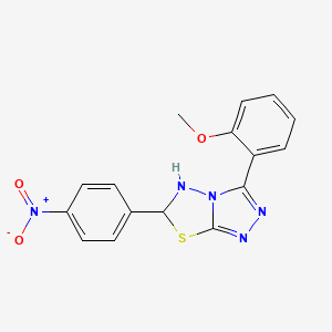 molecular formula C16H13N5O3S B12529189 3-(2-Methoxyphenyl)-6-(4-nitrophenyl)-5,6-dihydro-[1,2,4]triazolo[3,4-b][1,3,4]thiadiazole 