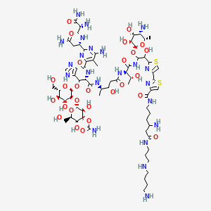 molecular formula C68H110N22O27S2 B1252927 [(2R,3S,4R,5R,6R)-2-[(2R,3S,4R,5R,6S)-2-[(2S)-3-[[(2R,3S)-5-[[(2R,3R)-1-[[2-[4-[4-[[4-amino-6-[3-(4-aminobutylamino)propylamino]-6-oxohexyl]carbamoyl]-1,3-thiazol-2-yl]-1,3-thiazol-2-yl]-1-[(2S,3R,4R,5S,6S)-5-amino-3,4-dihydroxy-6-methyloxan-2-yl]oxy-2-hydroxyethyl]amino]-3-hydroxy-1-oxobutan-2-yl]amino]-3-hydroxy-5-oxopentan-2-yl]amino]-2-[[6-amino-2-[(1S)-3-amino-1-[[(2R)-2,3-diamino-3-oxopropyl]amino]-3-oxopropyl]-5-methylpyrimidine-4-carbonyl]amino]-1-(1H-imidazol-5-yl)-3-oxopropoxy]-4,5-dihydroxy-6-(hydroxymethyl)oxan-3-yl]oxy-3,5-dihydroxy-6-(hydroxymethyl)oxan-4-yl] carbamate 