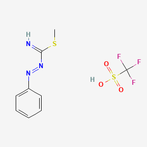 molecular formula C9H10F3N3O3S2 B12529286 Trifluoromethanesulfonic acid--methyl (E)-2-phenyldiazene-1-carboximidothioate (1/1) CAS No. 682743-54-0