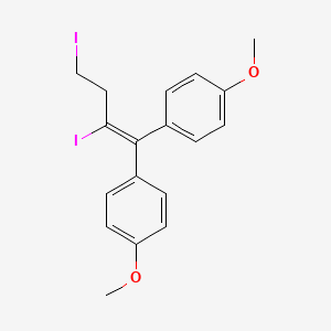 molecular formula C18H18I2O2 B12529507 Benzene, 1,1'-(2,4-diiodo-1-butenylidene)bis[4-methoxy- CAS No. 698389-62-7