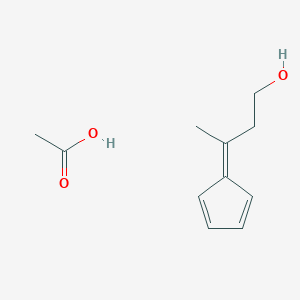 molecular formula C11H16O3 B12529880 Acetic acid;3-cyclopenta-2,4-dien-1-ylidenebutan-1-ol CAS No. 833447-34-0