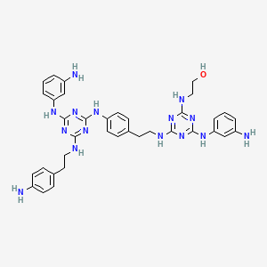 molecular formula C36H41N15O B12529912 Ethanol, 2-[[4-[(3-aminophenyl)amino]-6-[[2-[4-[[4-[(3-aminophenyl)amino]-6-[[2-(4-aminophenyl)ethyl]amino]-1,3,5-triazin-2-yl]amino]phenyl]ethyl]amino]-1,3,5-triazin-2-yl]amino]- 
