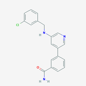 molecular formula C19H16ClN3O B12529994 Benzamide, 3-[5-[[(3-chlorophenyl)methyl]amino]-3-pyridinyl]- CAS No. 821784-61-6