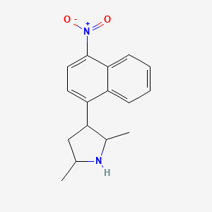 molecular formula C16H18N2O2 B12530033 Pyrrolidine, 2,5-dimethyl-3-(4-nitro-1-naphthalenyl)- CAS No. 870888-41-8
