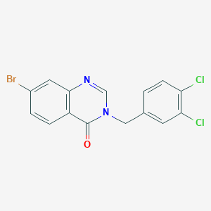 molecular formula C15H9BrCl2N2O B12530063 7-Bromo-3-[(3,4-dichlorophenyl)methyl]quinazolin-4(3H)-one CAS No. 832114-35-9