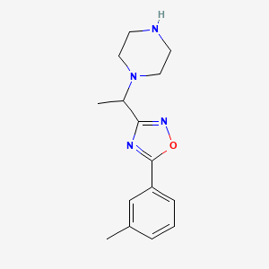 molecular formula C15H20N4O B12530095 Piperazine, 1-[1-[5-(3-methylphenyl)-1,2,4-oxadiazol-3-yl]ethyl]- CAS No. 657423-65-9