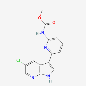 molecular formula C14H11ClN4O2 B12530120 Carbamic acid, [6-(5-chloro-1H-pyrrolo[2,3-b]pyridin-3-yl)-2-pyridinyl]-, methyl ester (9CI) 