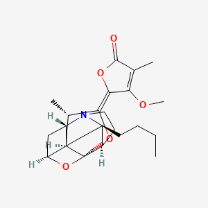 molecular formula C22H29NO5 B1253017 (5E)-5-[(1R,4S,5R,6S,8S,9R,13R)-9-butyl-4-methyl-2,14-dioxa-10-azapentacyclo[6.5.1.01,5.06,10.09,13]tetradecan-3-ylidene]-4-methoxy-3-methylfuran-2-one 
