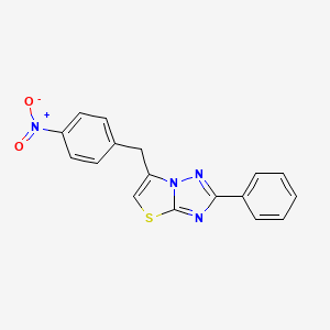 molecular formula C17H12N4O2S B12530330 Thiazolo[3,2-b][1,2,4]triazole, 6-[(4-nitrophenyl)methyl]-2-phenyl- CAS No. 849543-90-4
