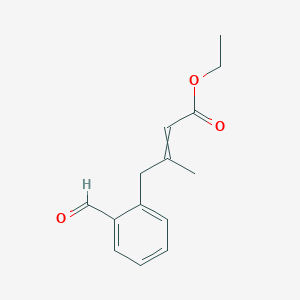 molecular formula C14H16O3 B12530372 Ethyl 4-(2-formylphenyl)-3-methylbut-2-enoate CAS No. 740816-18-6