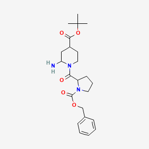 molecular formula C23H33N3O5 B12530403 tert-butyl 2-amino-1-(1-phenylmethoxycarbonylpyrrolidine-2-carbonyl)piperidine-4-carboxylate 
