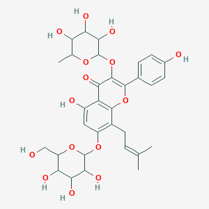 5-Hydroxy-2-(4-hydroxyphenyl)-8-(3-methylbut-2-enyl)-7-[3,4,5-trihydroxy-6-(hydroxymethyl)oxan-2-yl]oxy-3-(3,4,5-trihydroxy-6-methyloxan-2-yl)oxychromen-4-one