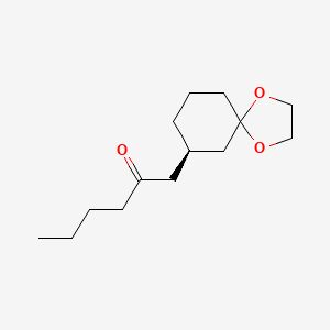 molecular formula C14H24O3 B12530596 1-[(7R)-1,4-dioxaspiro[4.5]decan-7-yl]hexan-2-one CAS No. 725737-54-2