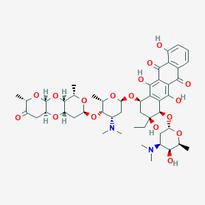 (7R,9S,10R)-7-[(2R,4S,5S,6S)-4-(dimethylamino)-5-[[(1R,3S,5S,8S,10S,12S,14S)-5,14-dimethyl-6-oxo-2,4,9,13-tetraoxatricyclo[8.4.0.03,8]tetradecan-12-yl]oxy]-6-methyloxan-2-yl]oxy-10-[(2S,4S,5S,6S)-4-(dimethylamino)-5-hydroxy-6-methyloxan-2-yl]oxy-9-ethyl-4,6,9,11-tetrahydroxy-8,10-dihydro-7H-tetracene-5,12-dione