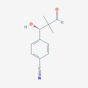 molecular formula C12H13NO2 B12530858 Benzonitrile, 4-[(1S)-1-hydroxy-2,2-dimethyl-3-oxopropyl]- CAS No. 727683-91-2